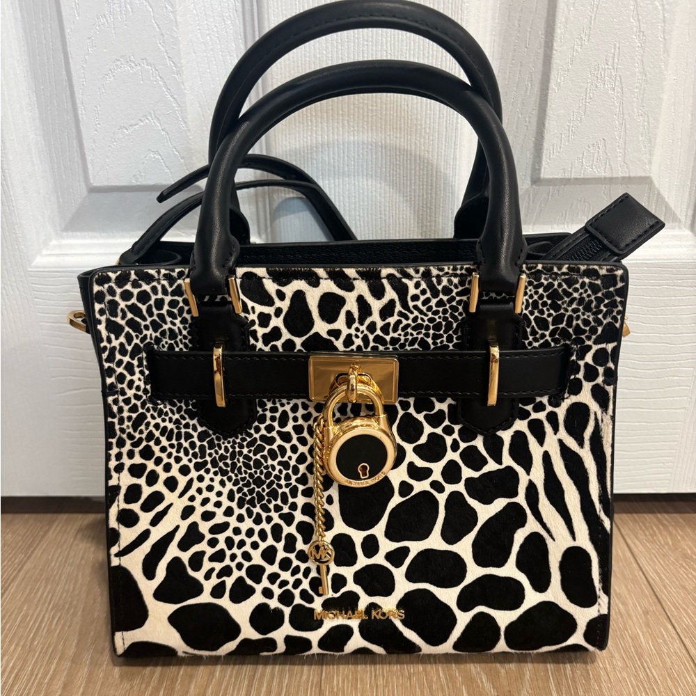 Michael Kors Black and White Patterned Satchel  small handbag  purse NWOT
